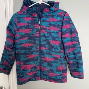Marmot Ski Coat Pink and Blue with Hood | Size M